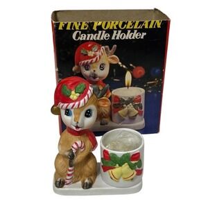 Vintage Fine Porcelain Christmas Deer Candle Holder Walgreens Holiday Decorative